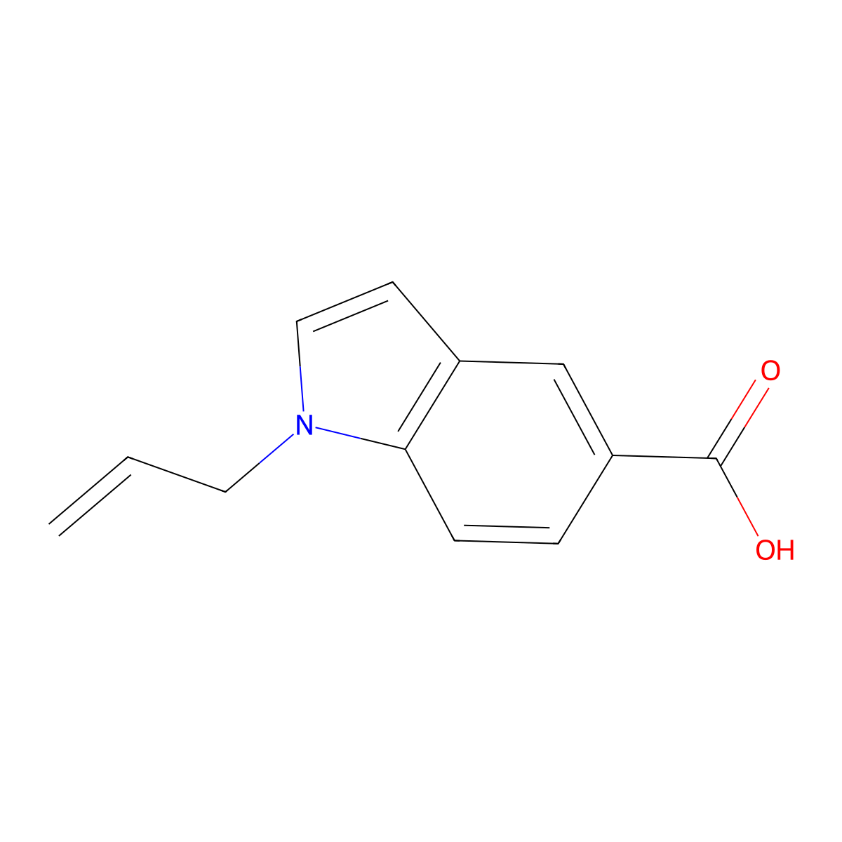 1-(prop-2-en-1-yl)-1H-indole-5-carboxylic acid molecular structure, CAS 1340418-84-9