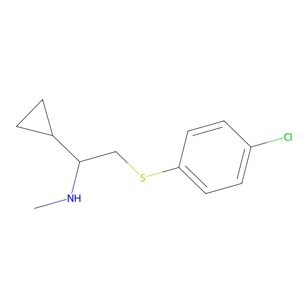 {2-[(4-Chlorophenyl)thio]-1-cyclopropylethyl}methylamine molecular structure, CAS 1340419-22-8