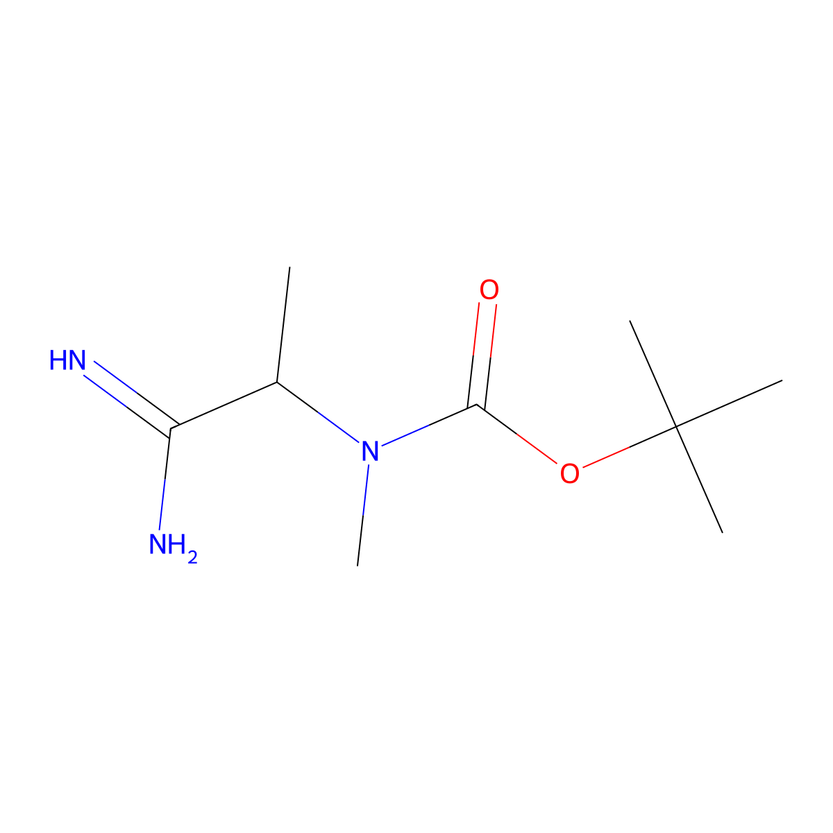 Tert-butyl n-(1-carbamimidoylethyl)-n-methylcarbamate molecular structure, CAS 1340419-48-8