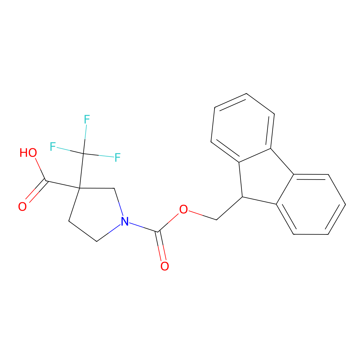 1-(((9H-fluoren-9-yl)methoxy)carbonyl)-3-(trifluoromethyl)pyrrolidine-3-carboxylic acid molecular structure, CAS 1340420-16-7