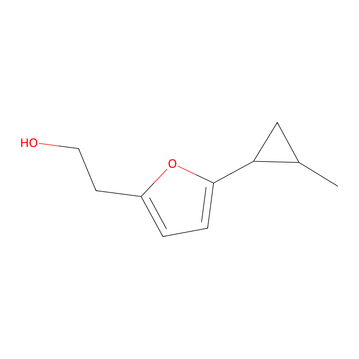2-(5-(2-Methylcyclopropyl)furan-2-yl)ethan-1-ol molecular structure, CAS 1340422-80-1