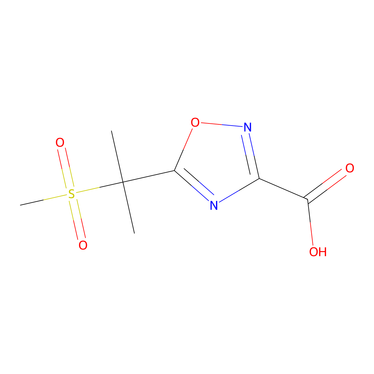 5-(2-(Methylsulfonyl)propan-2-yl)-1,2,4-oxadiazole-3-carboxylic acid molecular structure, CAS 1340426-03-0