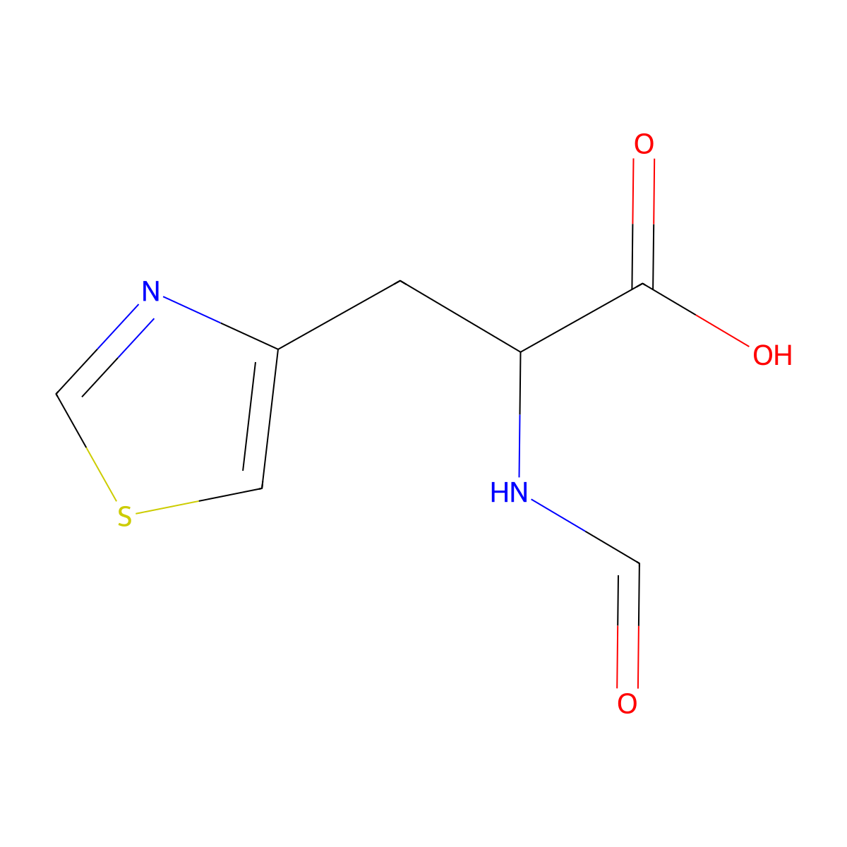 2-Formamido-3-(thiazol-4-yl)propanoic acid molecular structure, CAS 1340427-16-8