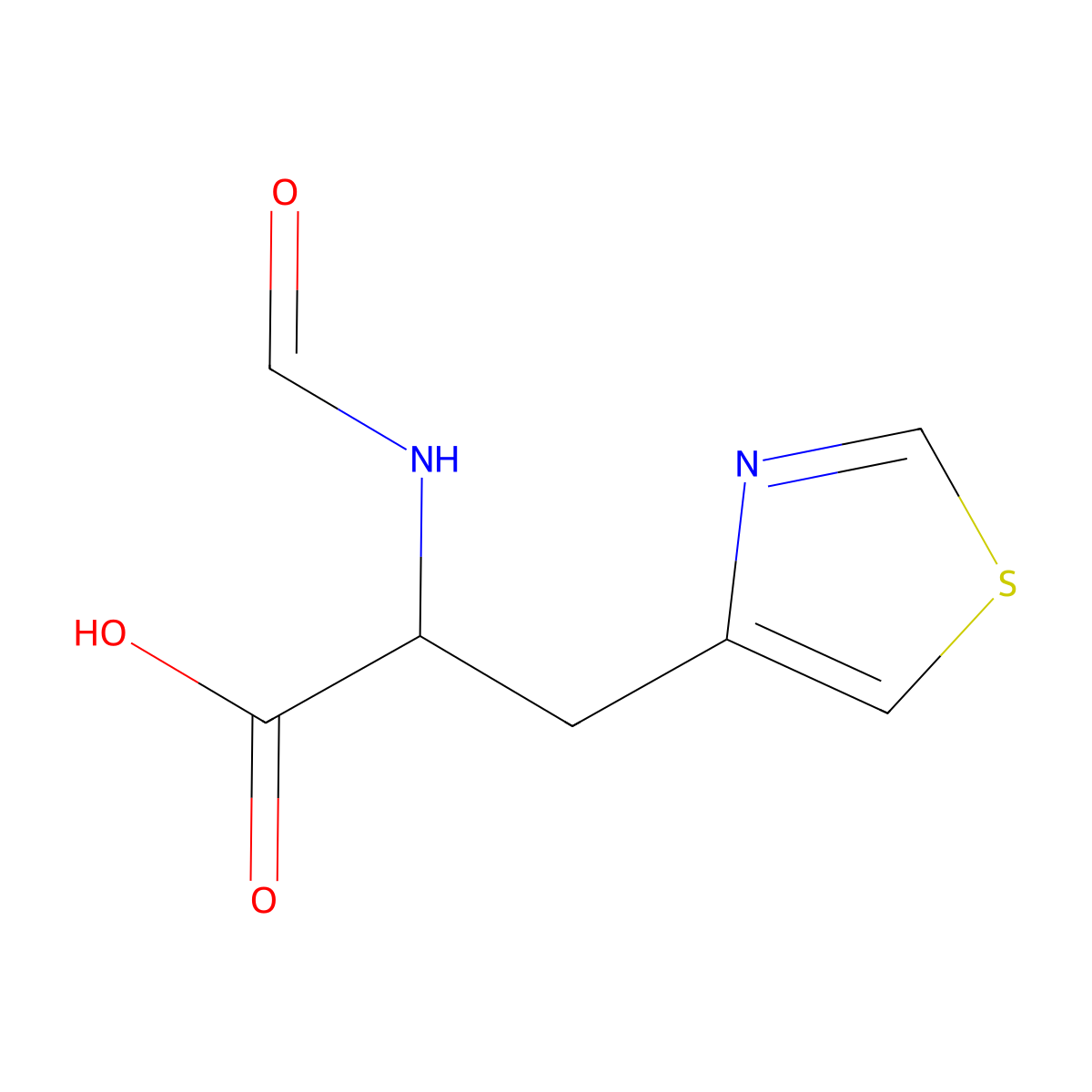 2-Formamido-3-(thiazol-4-yl)propanoic acid molecular structure, CAS 1340427-16-8