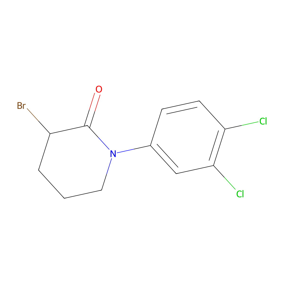 3-Bromo-1-(3,4-dichlorophenyl)piperidin-2-one molecular structure, CAS 1340429-43-7