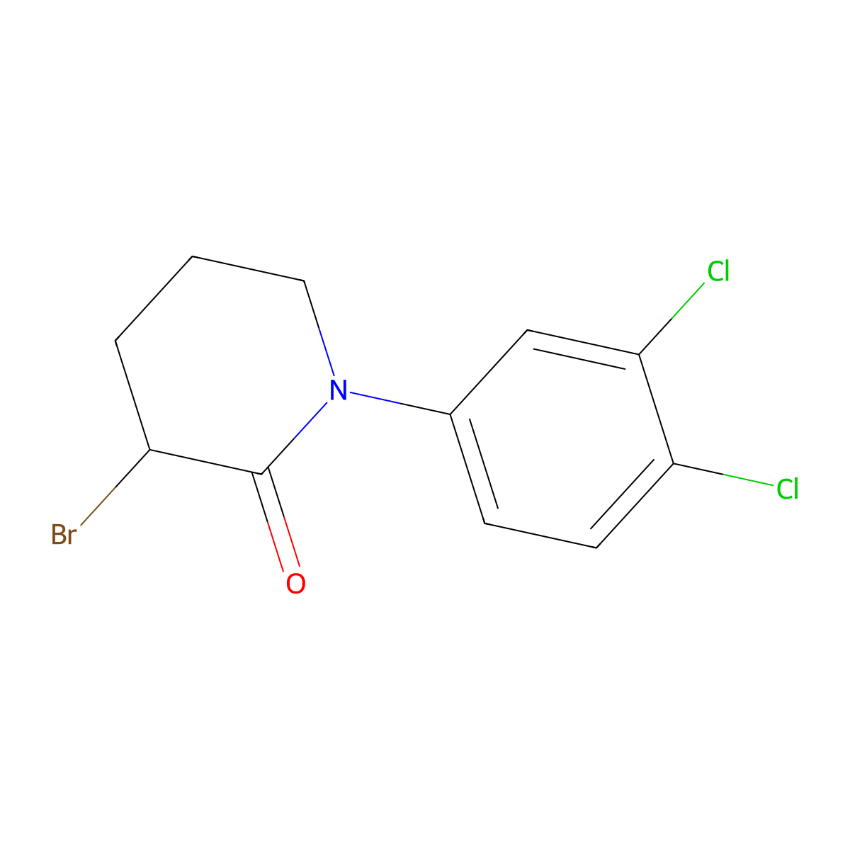 3-Bromo-1-(3,4-dichlorophenyl)piperidin-2-one molecular structure, CAS 1340429-43-7