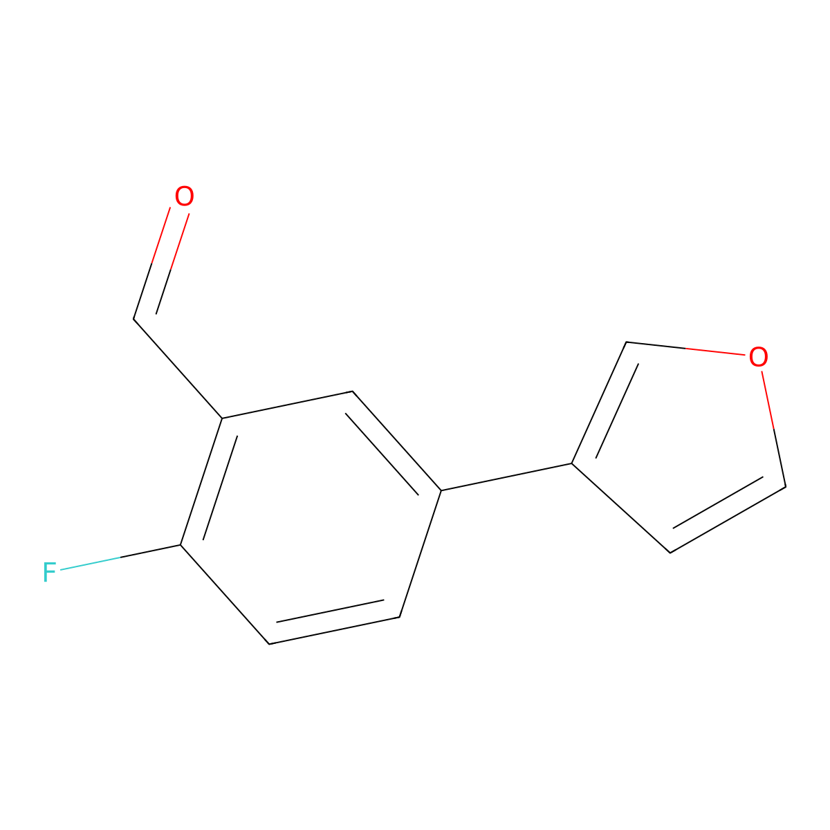 2-Fluoro-5-(furan-3-yl)benzaldehyde molecular structure, CAS 1340432-24-7