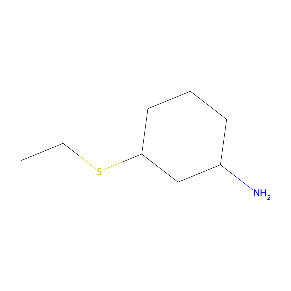3-(Ethylsulfanyl)cyclohexan-1-amine molecular structure, CAS 1340433-68-2