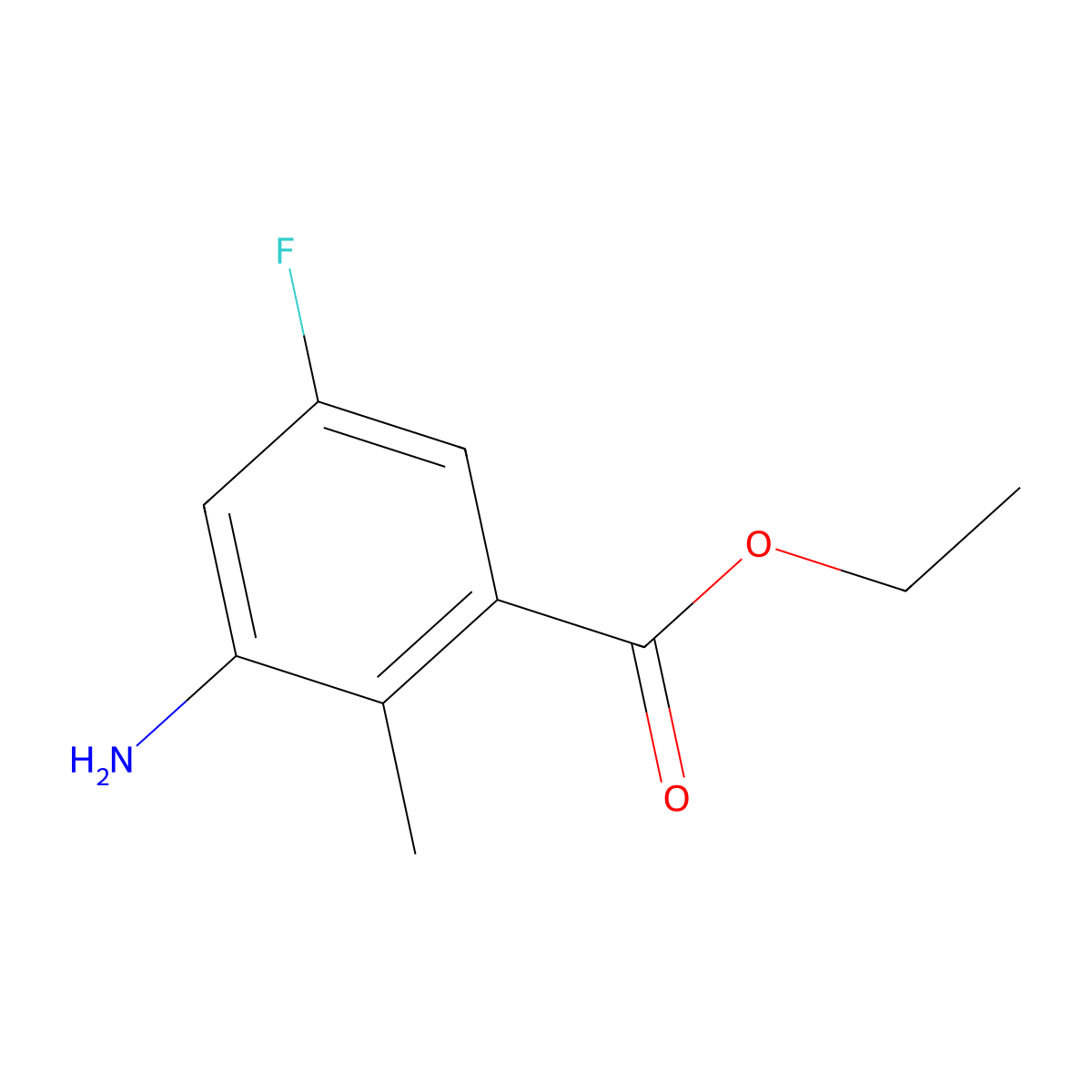 Ethyl 3-amino-5-fluoro-2-methylbenzoate molecular structure, CAS 1340433-78-4