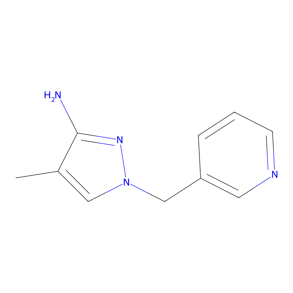 4-Methyl-1-[(pyridin-3-yl)methyl]-1H-pyrazol-3-amine molecular structure, CAS 1340435-72-4