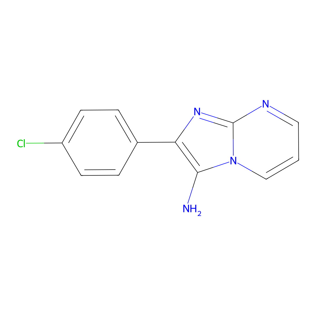 2-(4-Chlorophenyl)imidazo[1,2-a]pyrimidin-3-amine molecular structure, CAS 134044-62-5