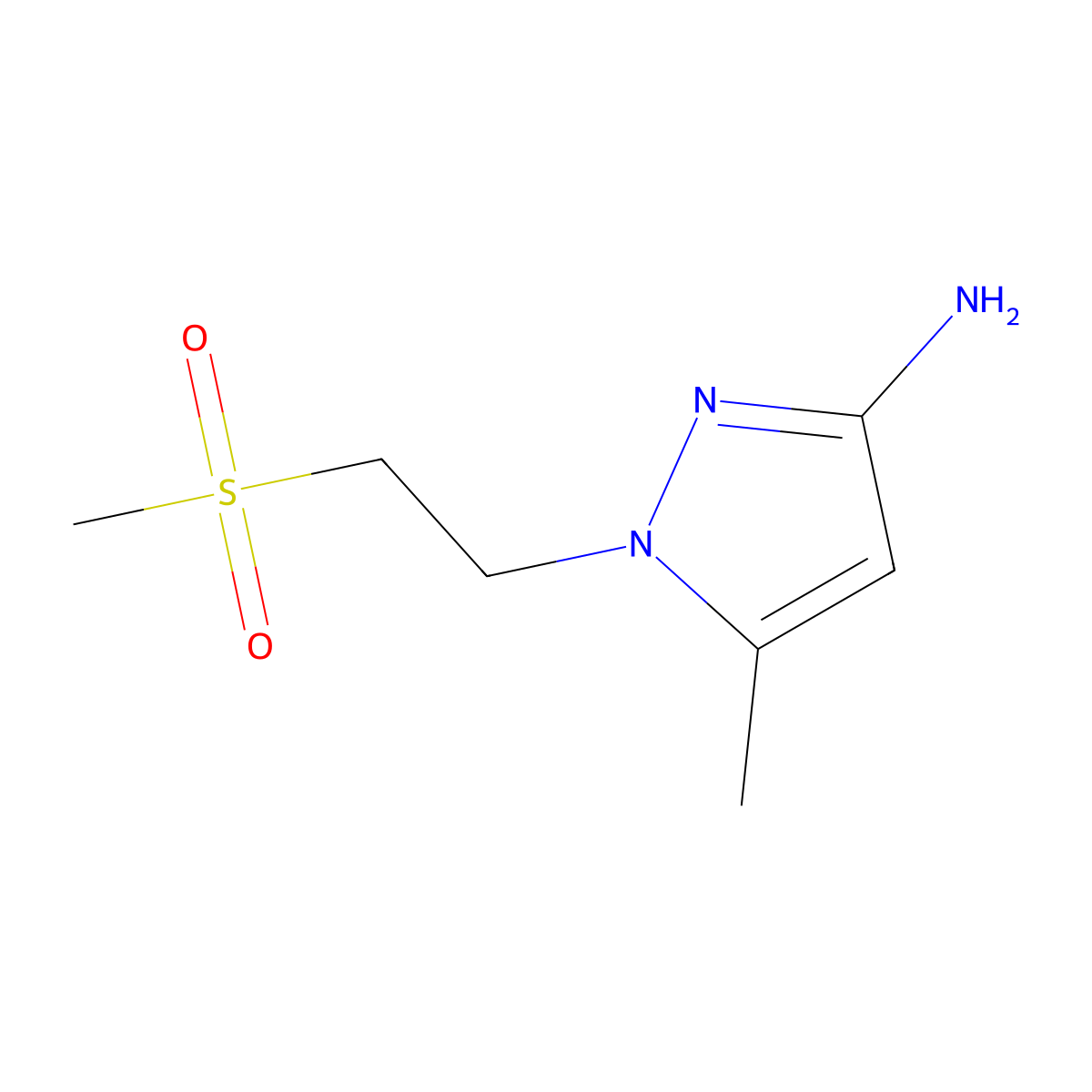 1-(2-Methanesulfonylethyl)-5-methyl-1H-pyrazol-3-amine molecular structure, CAS 1340440-14-3