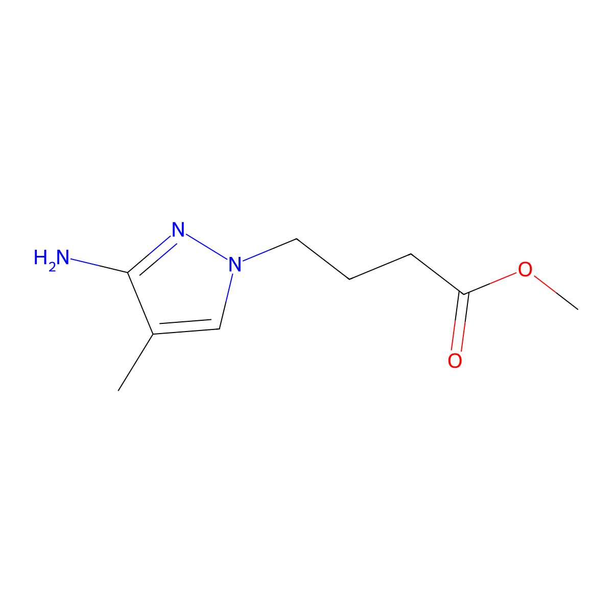 Methyl 4-(3-amino-4-methyl-1h-pyrazol-1-yl)butanoate molecular structure, CAS 1340440-76-7