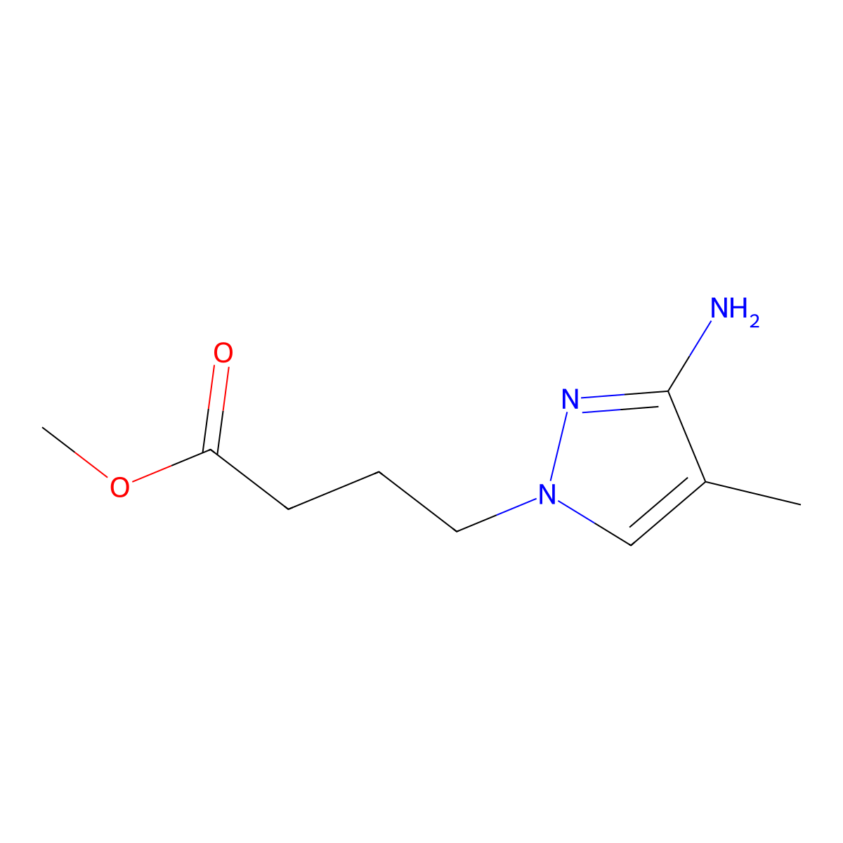 Methyl 4-(3-amino-4-methyl-1h-pyrazol-1-yl)butanoate molecular structure, CAS 1340440-76-7