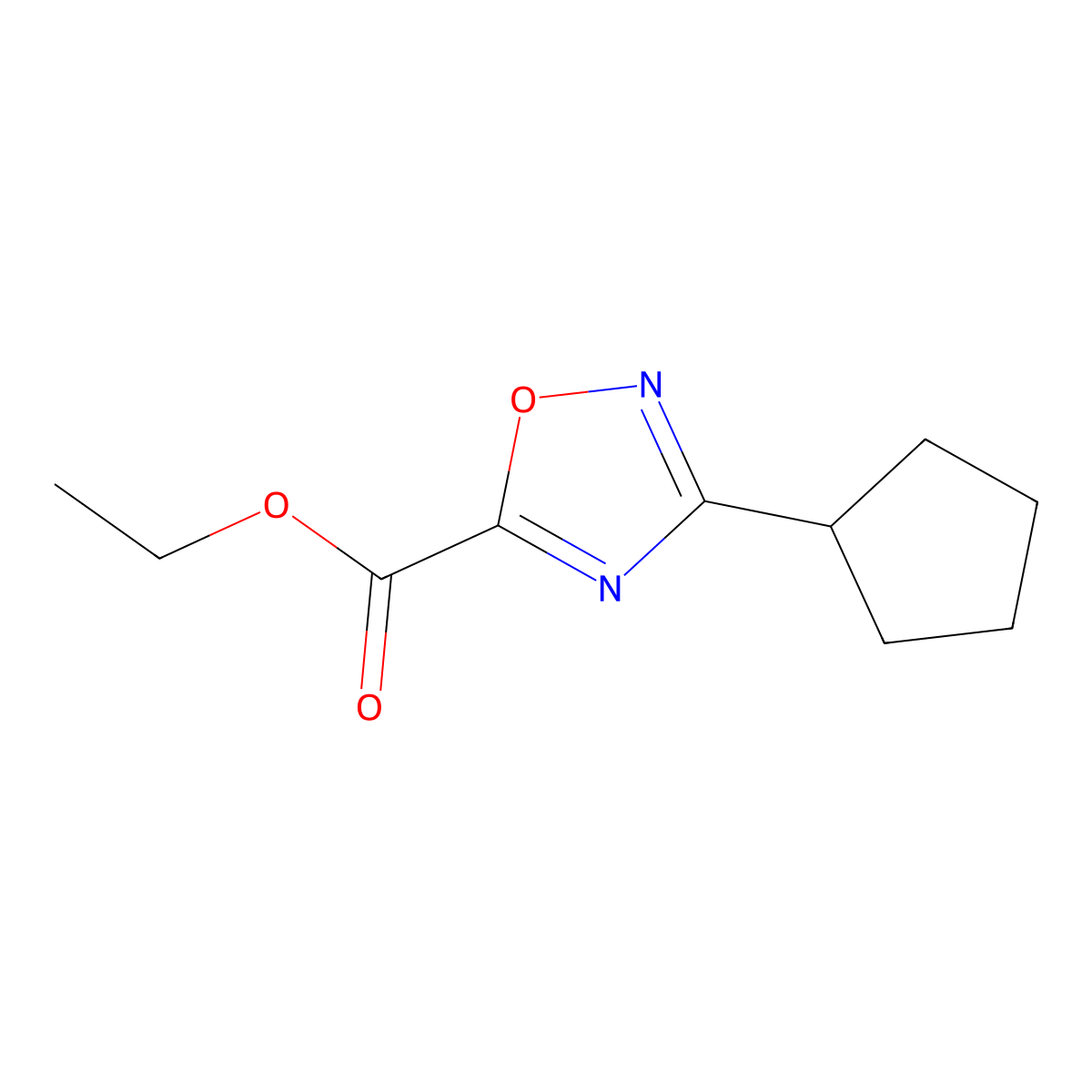 Ethyl 3-cyclopentyl-1,2,4-oxadiazole-5-carboxylate molecular structure, CAS 1340441-65-7