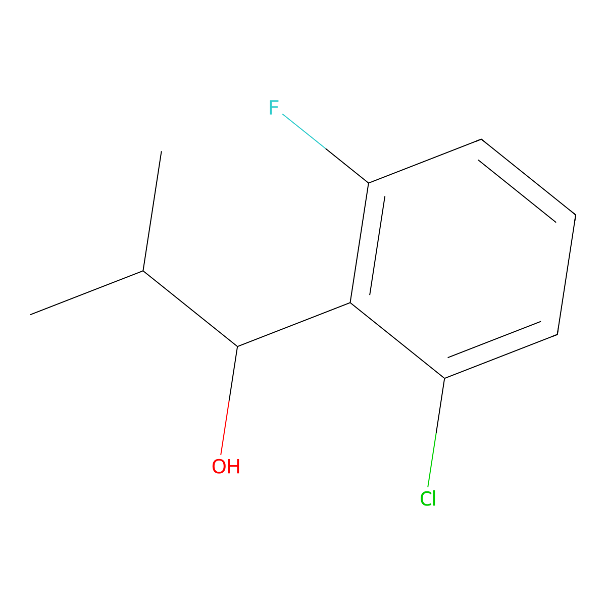 1-(2-Chloro-6-fluorophenyl)-2-methylpropan-1-ol molecular structure, CAS 1340444-12-3