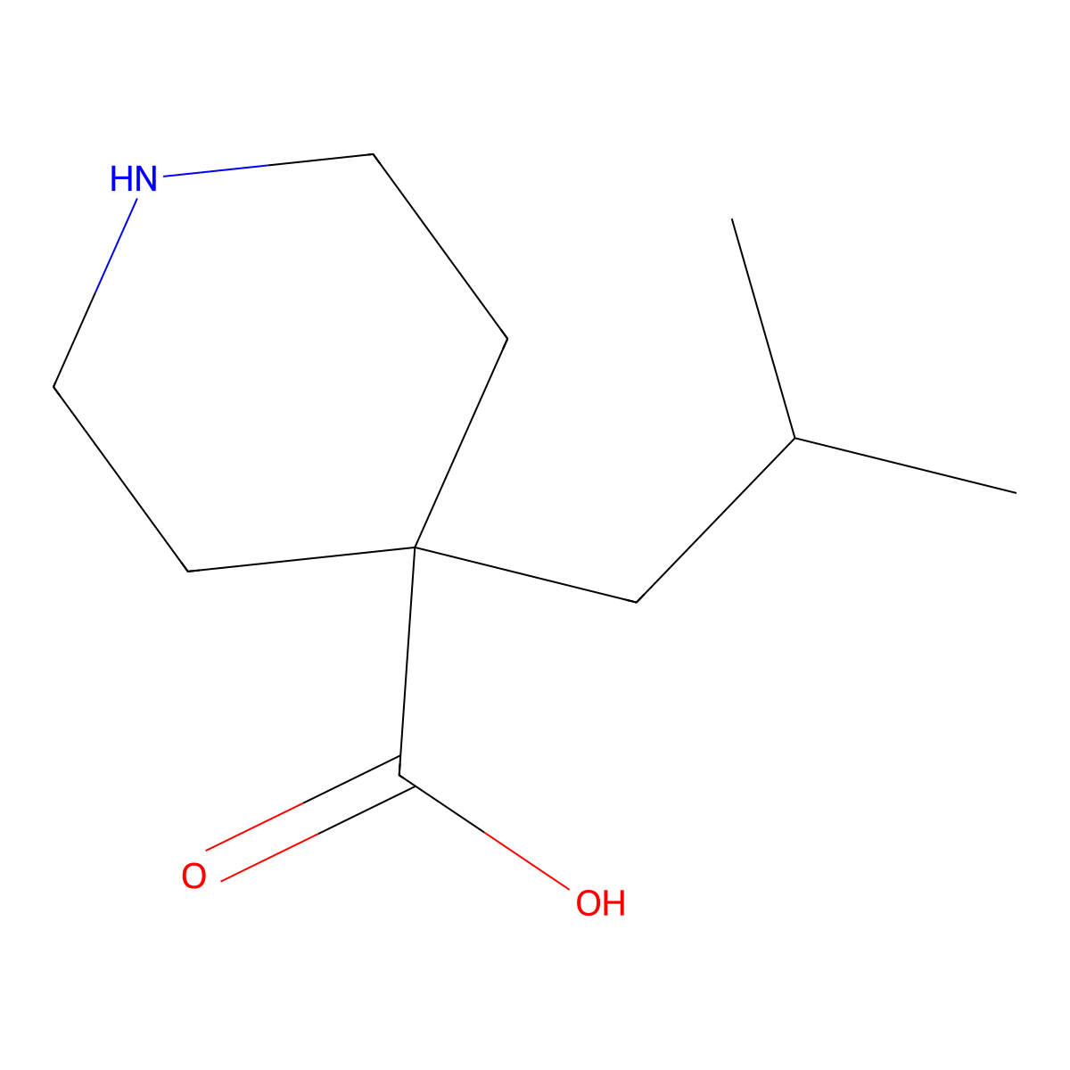 4-(2-Methylpropyl)piperidine-4-carboxylic acid molecular structure, CAS 1340444-97-4