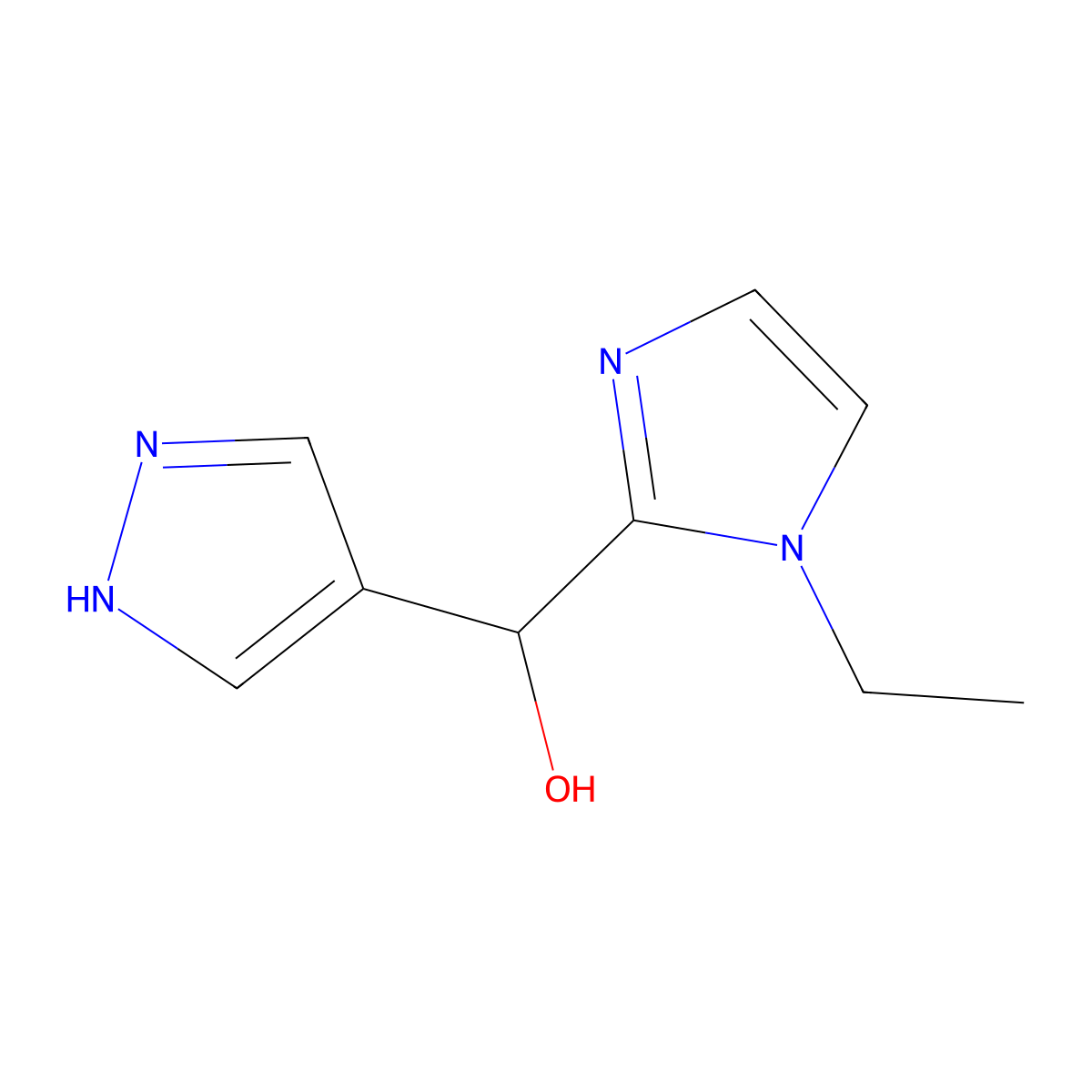 (1-Ethyl-1H-imidazol-2-YL)(1H-pyrazol-4-YL)methanol molecular structure, CAS 1340445-60-4