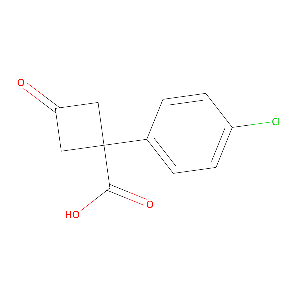 1-(4-Chlorophenyl)-3-oxocyclobutane-1-carboxylic acid molecular structure, CAS 1340448-91-0
