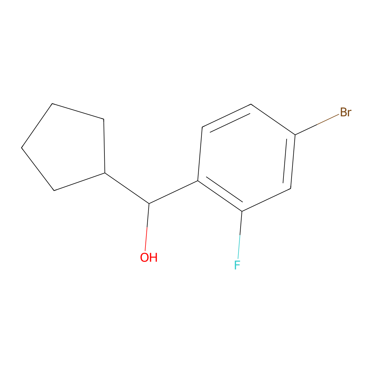 (4-Bromo-2-fluorophenyl)(cyclopentyl)methanol molecular structure, CAS 1340449-20-8