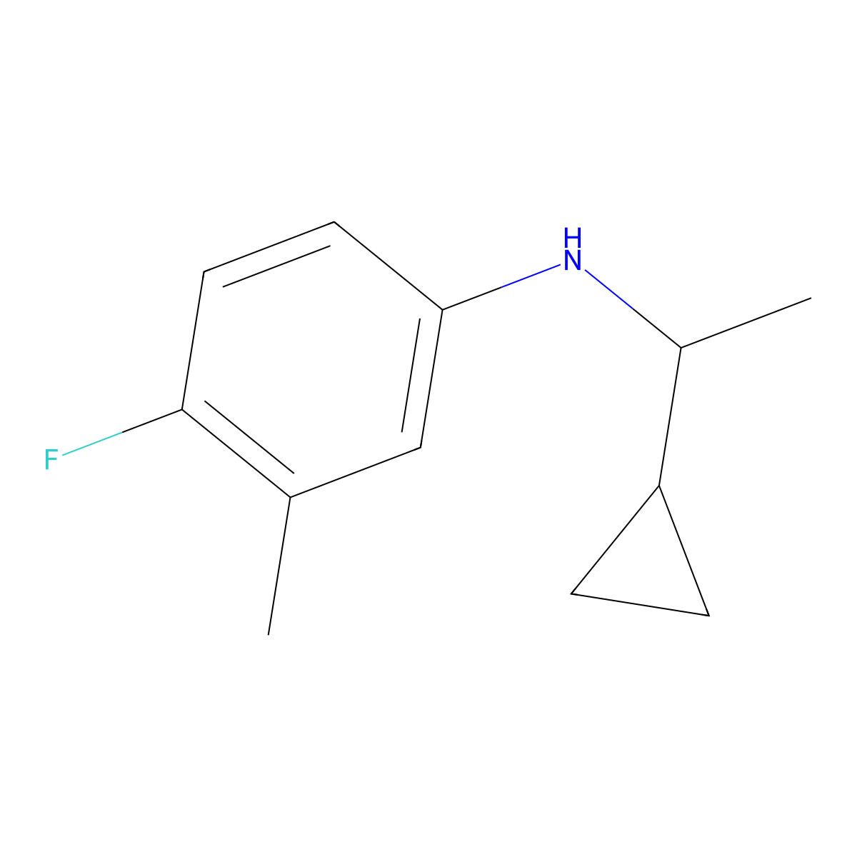 N-(1-cyclopropylethyl)-4-fluoro-3-methylaniline molecular structure, CAS 1340452-44-9