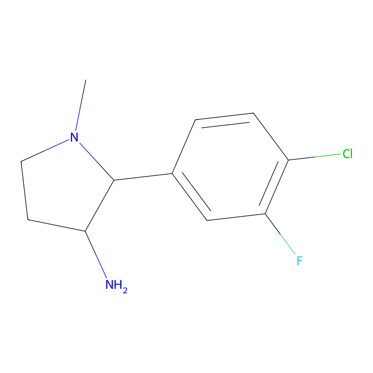2-(4-Chloro-3-fluorophenyl)-1-methylpyrrolidin-3-amine molecular structure, CAS 1340454-17-2