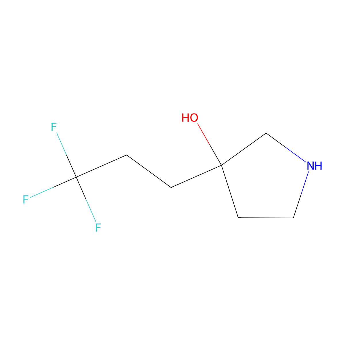 3-(3,3,3-Trifluoropropyl)pyrrolidin-3-ol molecular structure, CAS 1340457-19-3