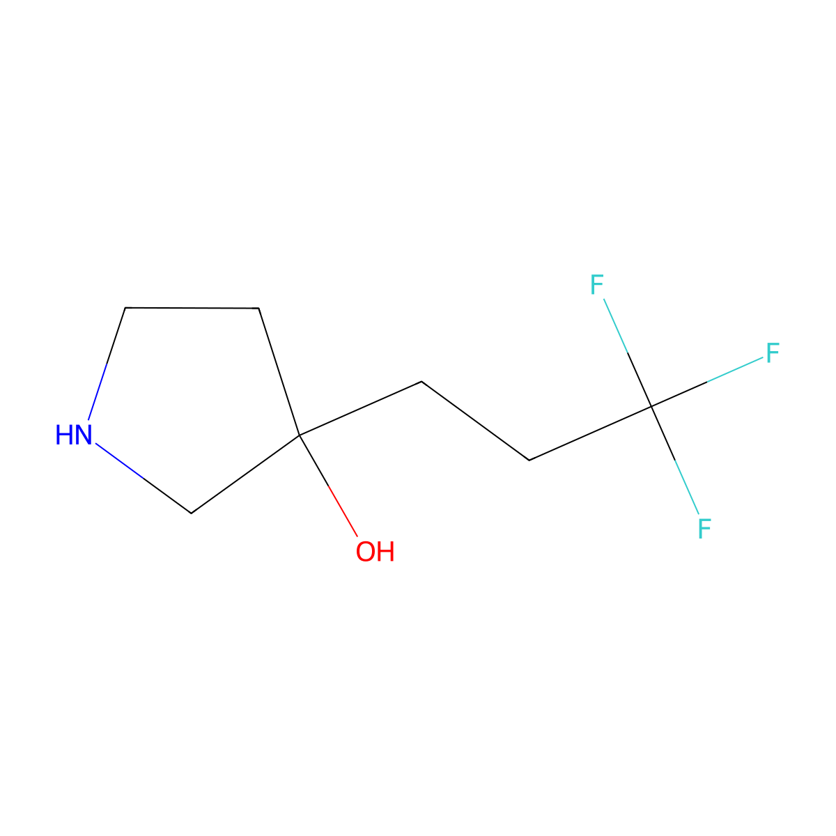 3-(3,3,3-Trifluoropropyl)pyrrolidin-3-ol molecular structure, CAS 1340457-19-3