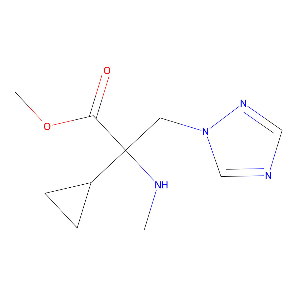 Methyl 2-cyclopropyl-2-(methylamino)-3-(1h-1,2,4-triazol-1-yl)propanoate molecular structure, CAS 1340459-78-0