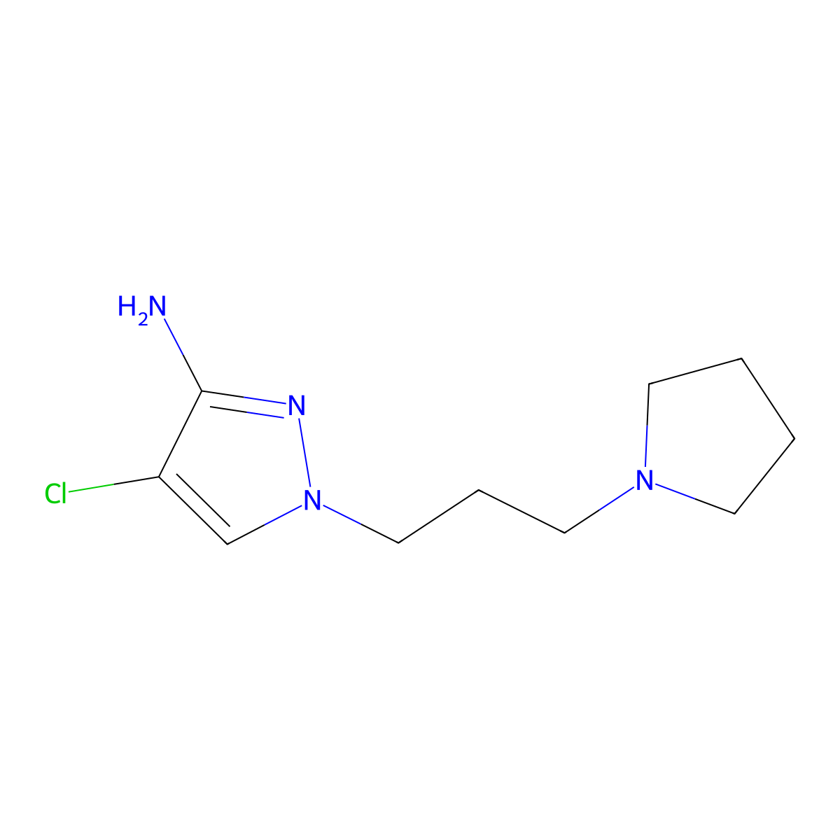 4-Chloro-1-(3-(pyrrolidin-1-yl)propyl)-1h-pyrazol-3-amine molecular structure, CAS 1340460-10-7