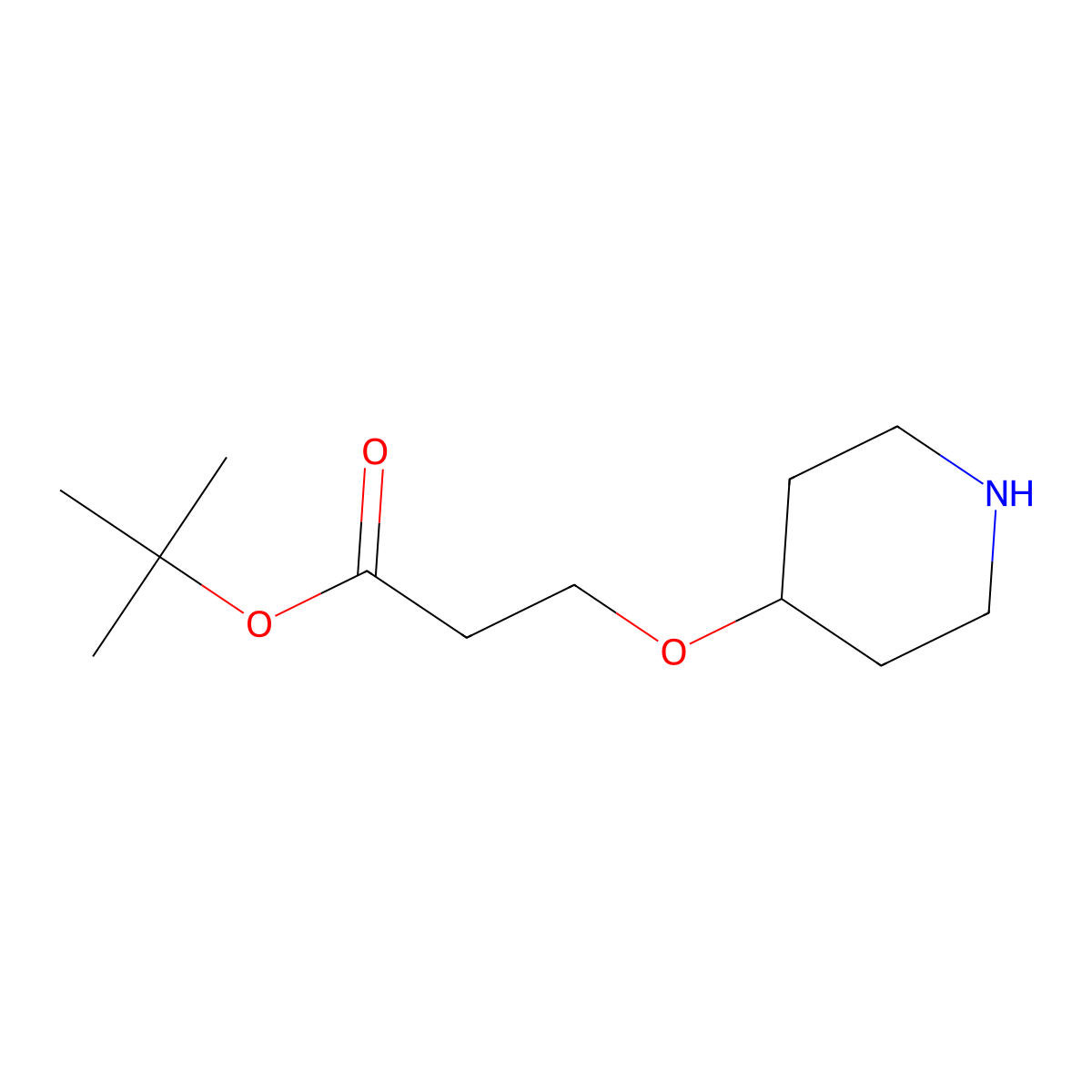 Tert-butyl 3-(piperidin-4-yloxy)propanoate molecular structure, CAS 1340460-24-3