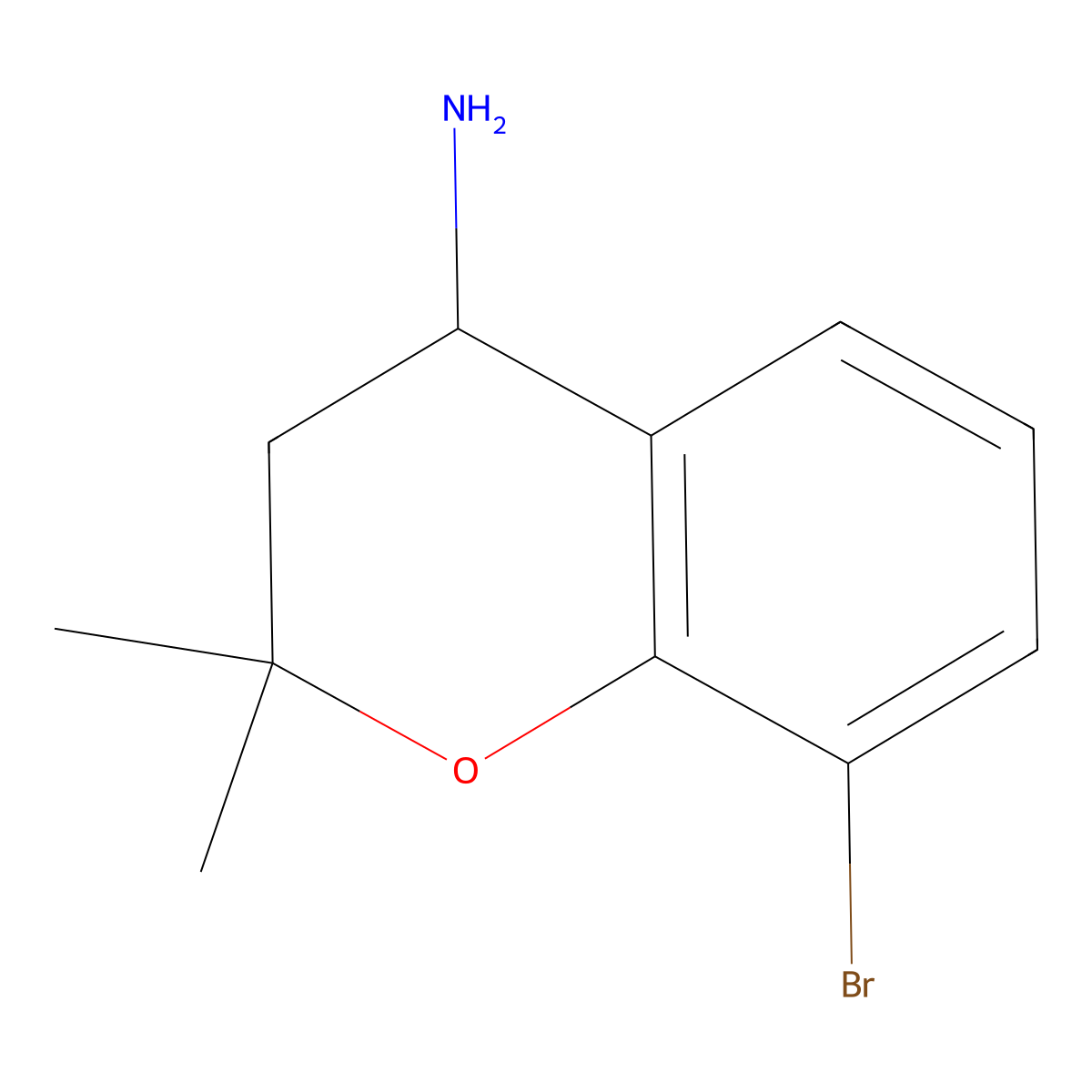 8-bromo-2,2-dimethyl-3,4-dihydro-2H-1-benzopyran-4-amine molecular structure, CAS 1340460-28-7