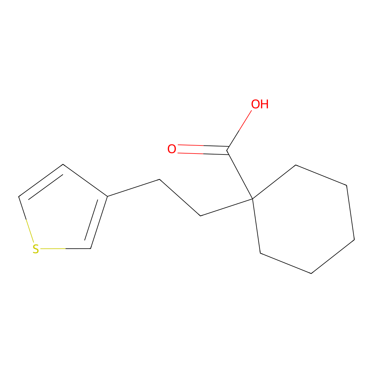 1-[2-(Thiophen-3-yl)ethyl]cyclohexane-1-carboxylic acid molecular structure, CAS 1340460-74-3