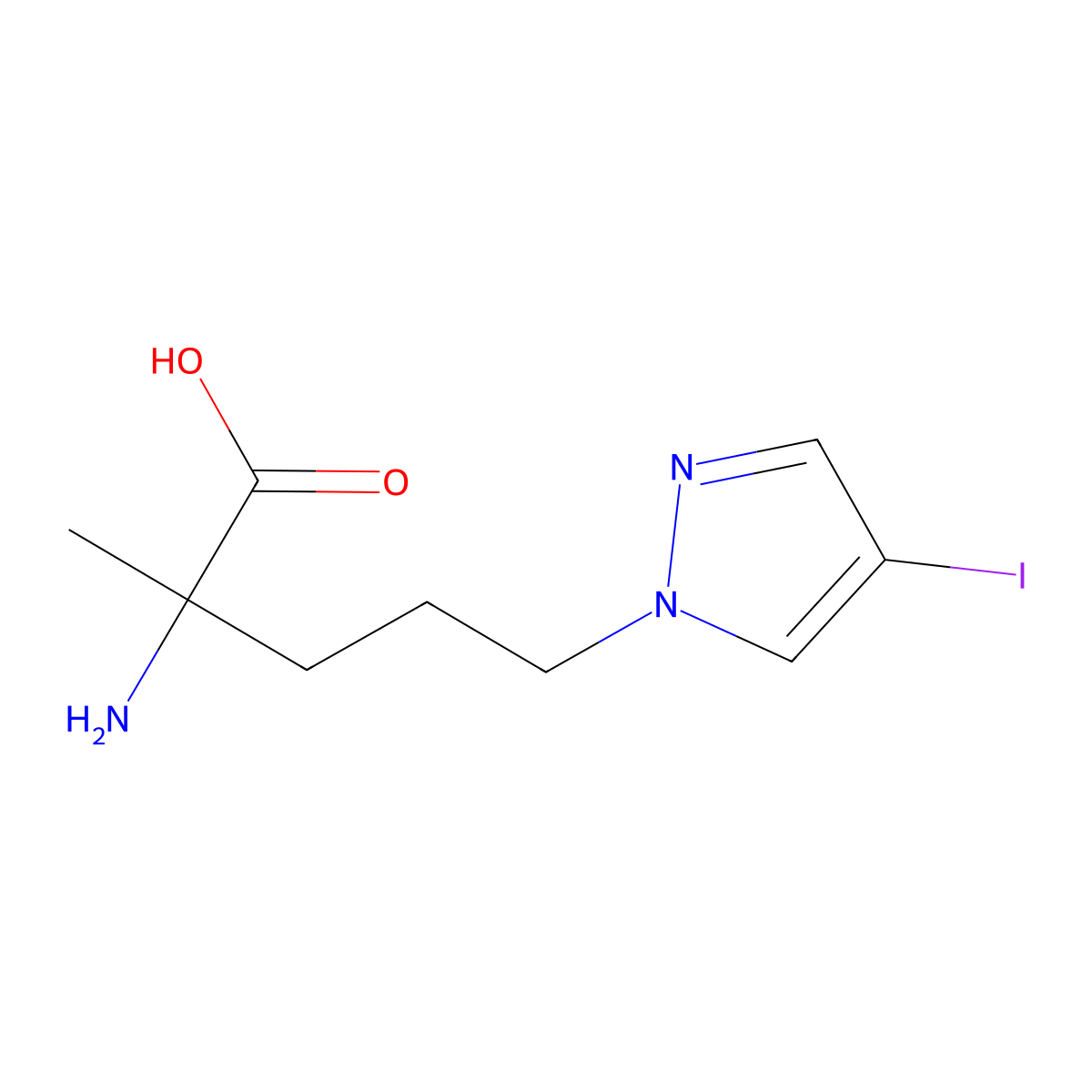 2-Amino-5-(4-iodo-1h-pyrazol-1-yl)-2-methylpentanoic acid molecular structure, CAS 1340461-06-4