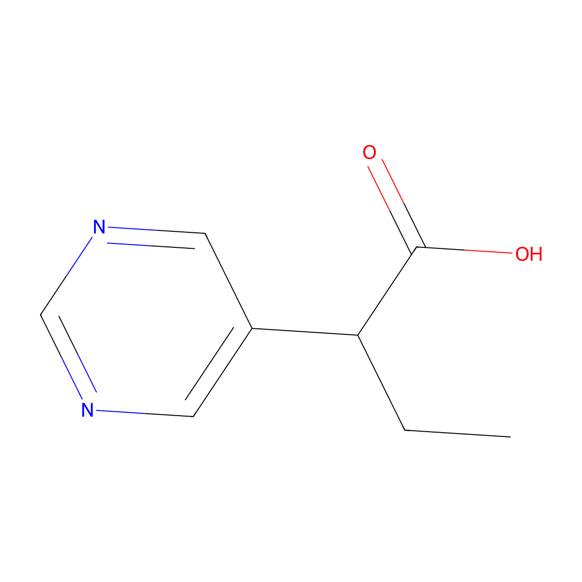 2-(Pyrimidin-5-yl)butanoic acid molecular structure, CAS 1340461-81-5