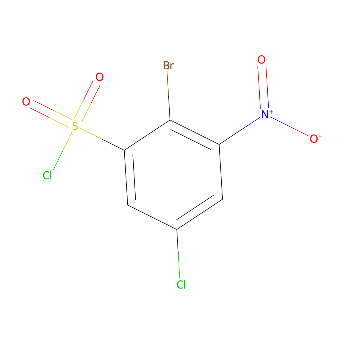 2-Bromo-5-chloro-3-nitrobenzene-1-sulfonyl chloride molecular structure, CAS 1340462-42-1