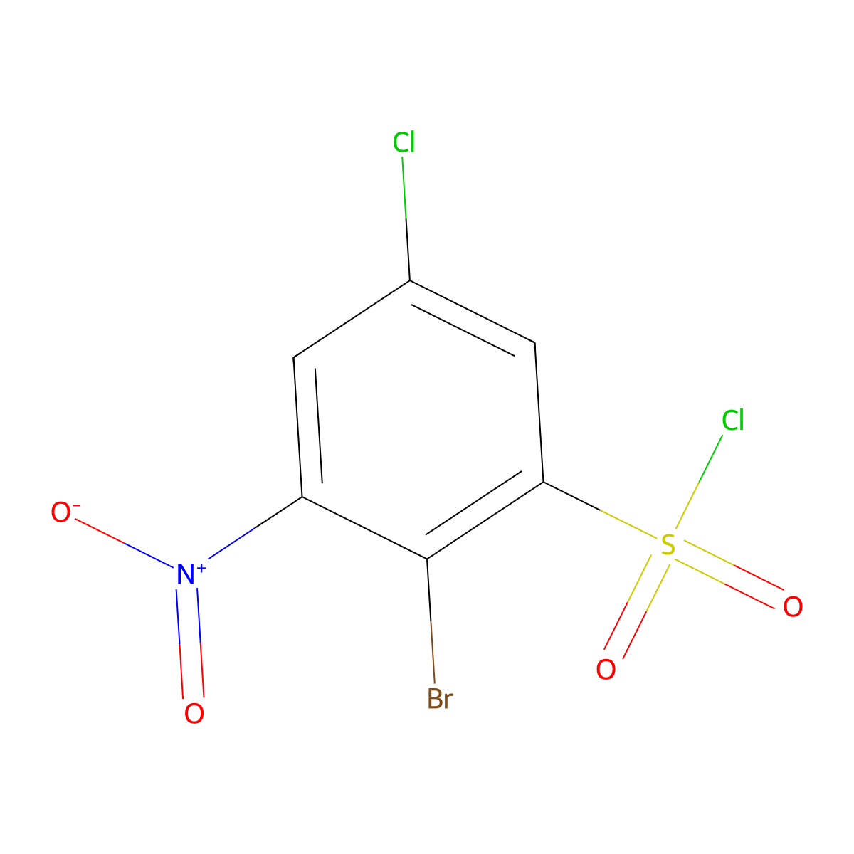 2-Bromo-5-chloro-3-nitrobenzene-1-sulfonyl chloride molecular structure, CAS 1340462-42-1