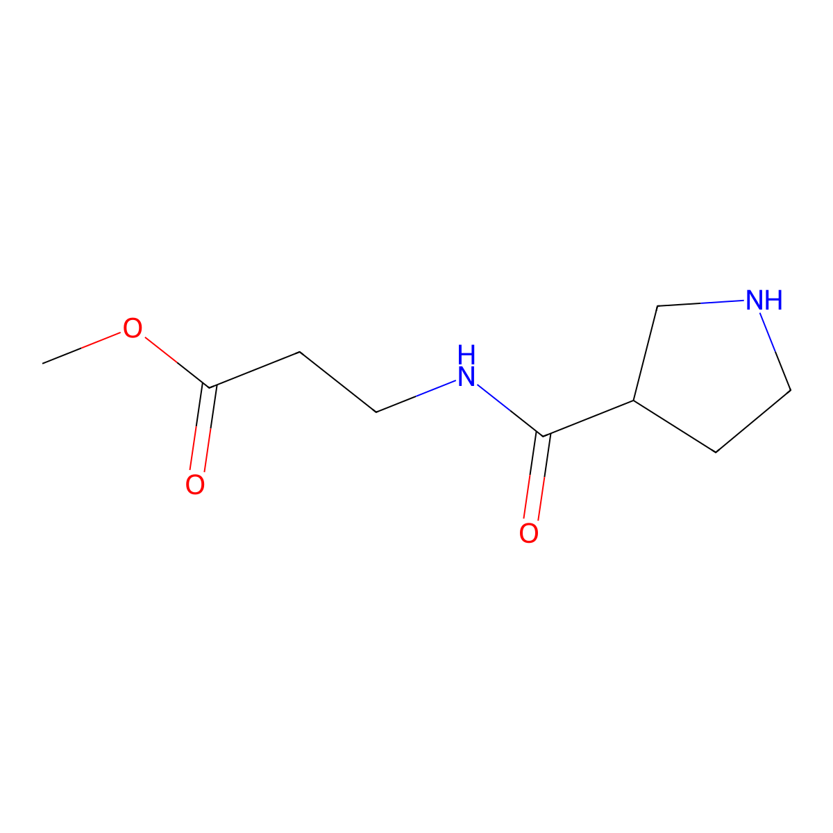 Methyl 3-[(pyrrolidin-3-yl)formamido]propanoate molecular structure, CAS 1340463-09-3