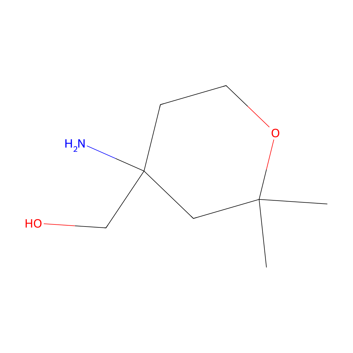 (4-Amino-2,2-dimethyloxan-4-yl)methanol molecular structure, CAS 1340465-00-0