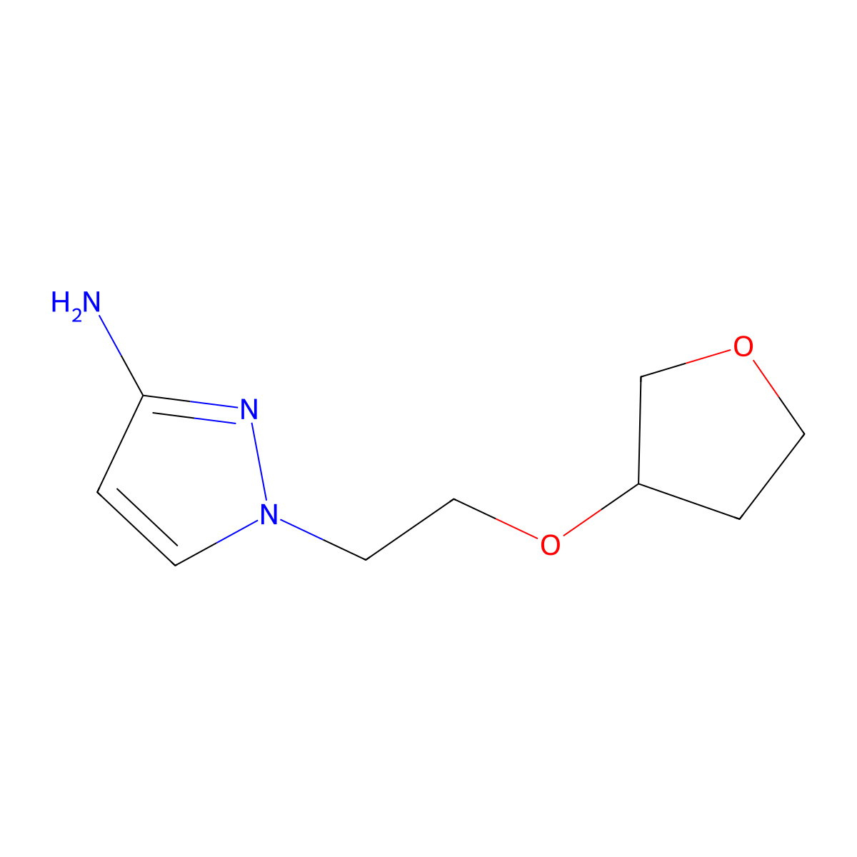1-(2-((Tetrahydrofuran-3-yl)oxy)ethyl)-1h-pyrazol-3-amine molecular structure, CAS 1340466-42-3