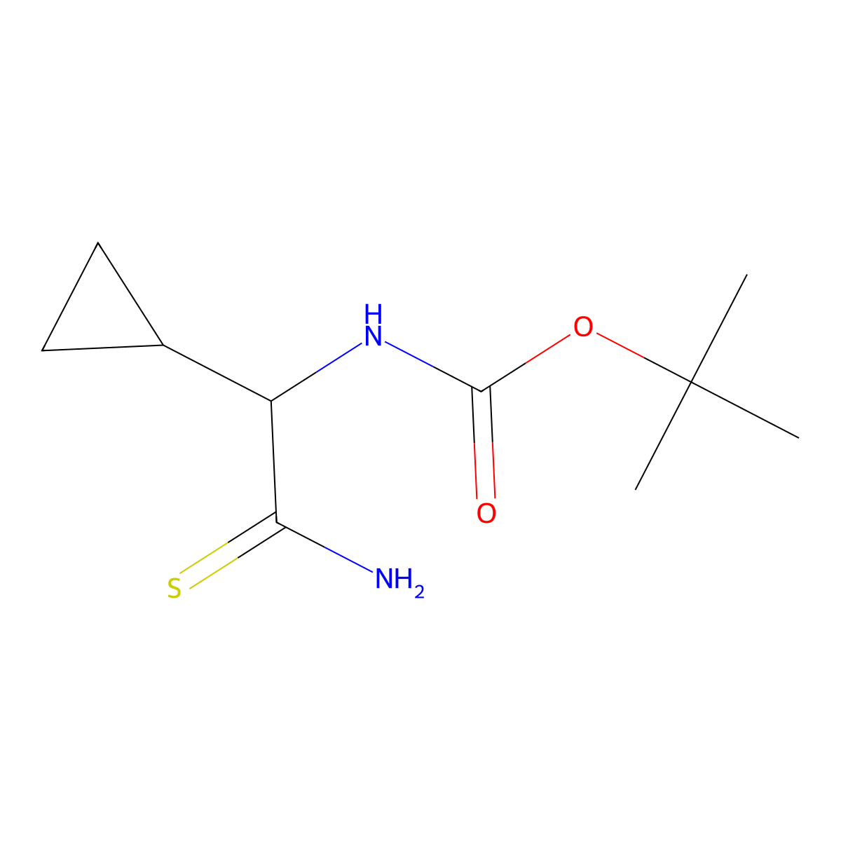 tert-butyl N-[carbamothioyl(cyclopropyl)methyl]carbamate molecular structure, CAS 1340466-61-6