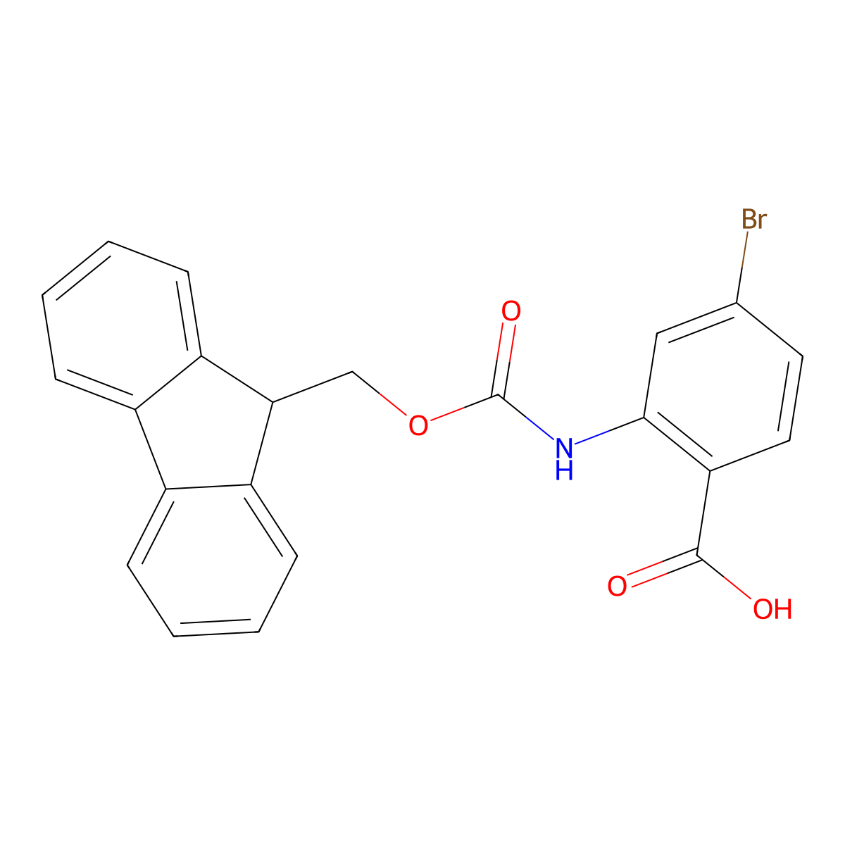 4-bromo-2-({[(9H-fluoren-9-yl)methoxy]carbonyl}amino)benzoic acid molecular structure, CAS 1340472-73-2