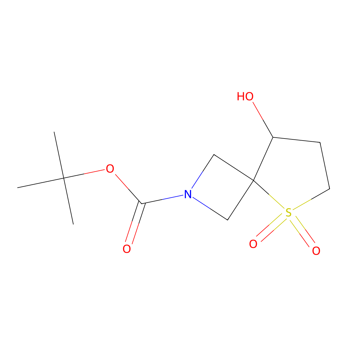 Tert-butyl 8-hydroxy-5-thia-2-azaspiro[3.4]octane-2-carboxylate 5,5-dioxide molecular structure, CAS 1340481-90-4