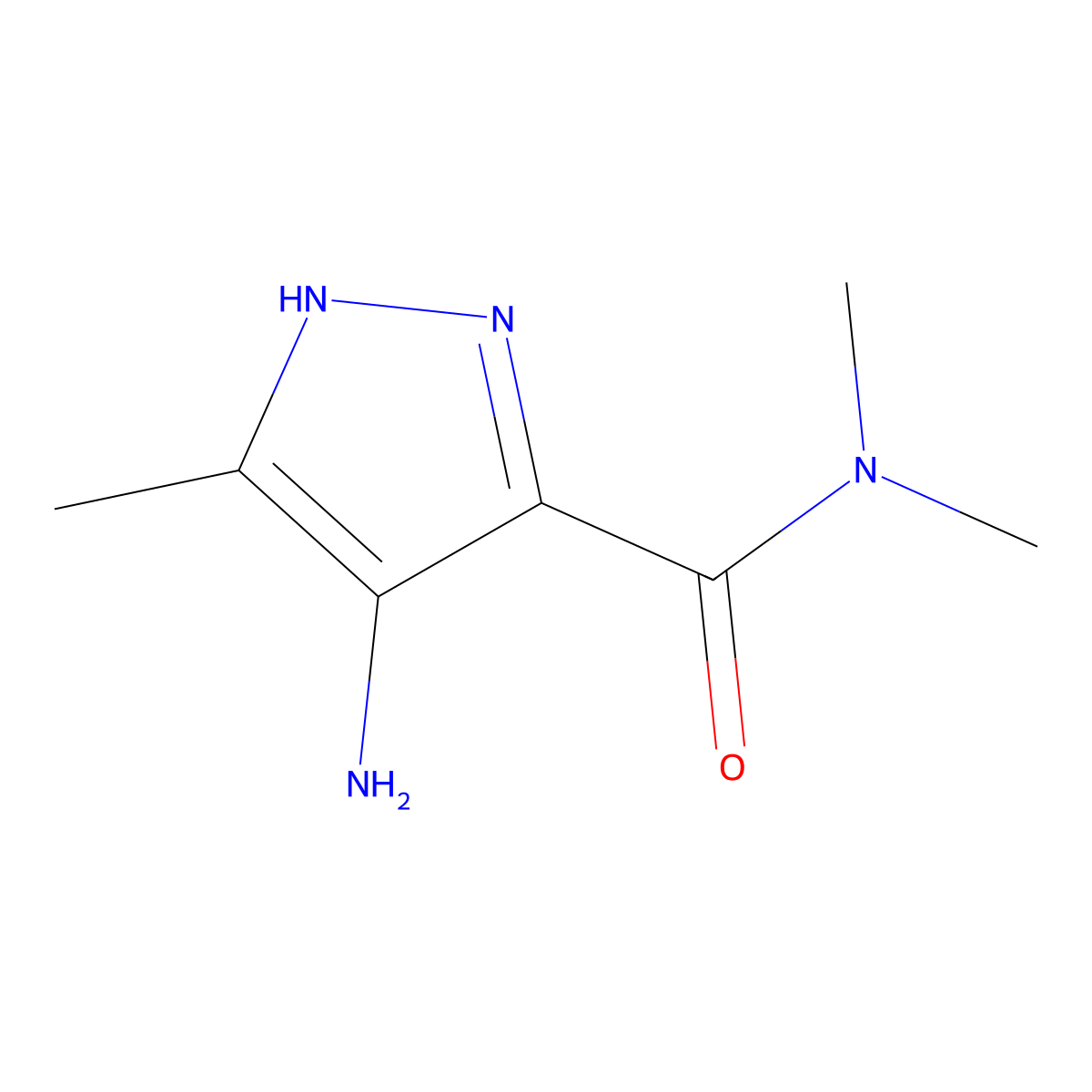 4-amino-N,N,5-trimethyl-1H-pyrazole-3-carboxamide molecular structure, CAS 1340485-29-1