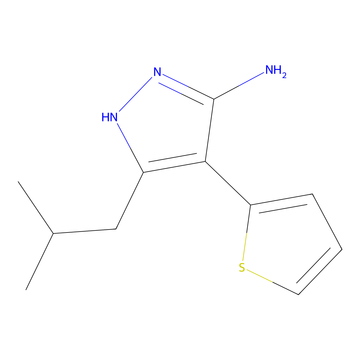 3-Isobutyl-4-(thiophen-2-yl)-1h-pyrazol-5-amine molecular structure, CAS 1340485-91-7