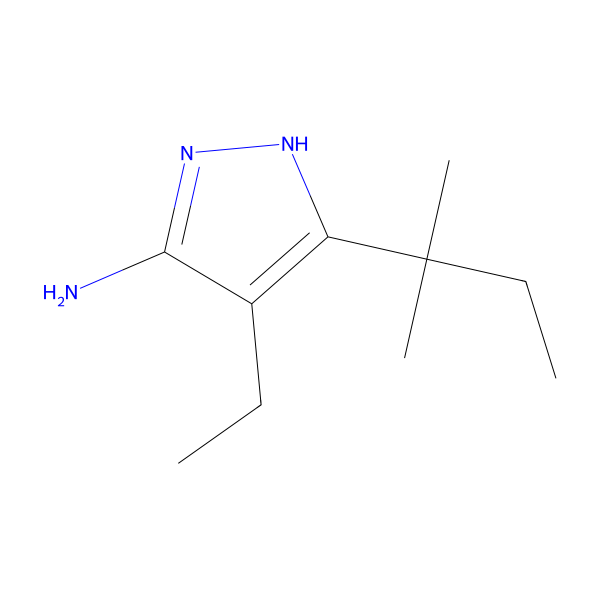 4-ethyl-3-(2-methylbutan-2-yl)-1H-pyrazol-5-amine molecular structure, CAS 1340486-52-3
