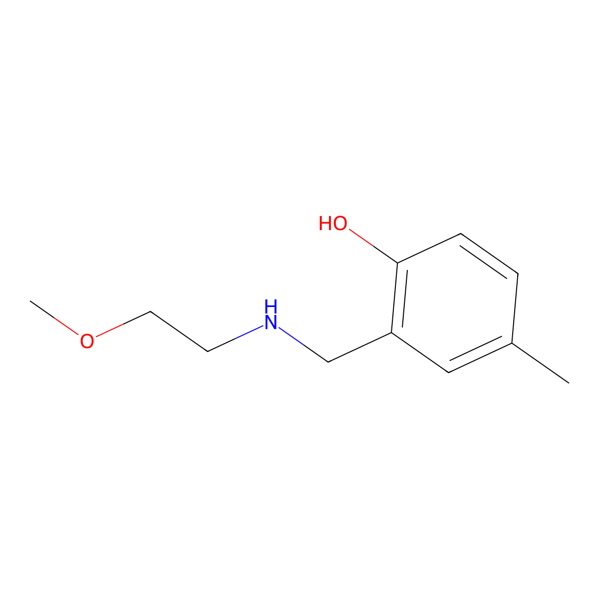 2-{[(2-Methoxyethyl)amino]methyl}-4-methylphenol molecular structure, CAS 1340486-84-1