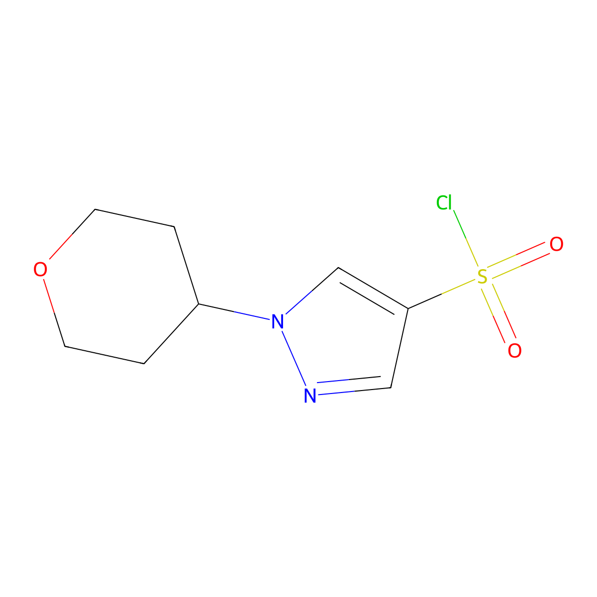 1-(oxan-4-yl)-1H-pyrazole-4-sulfonyl chloride molecular structure, CAS 1340488-60-9