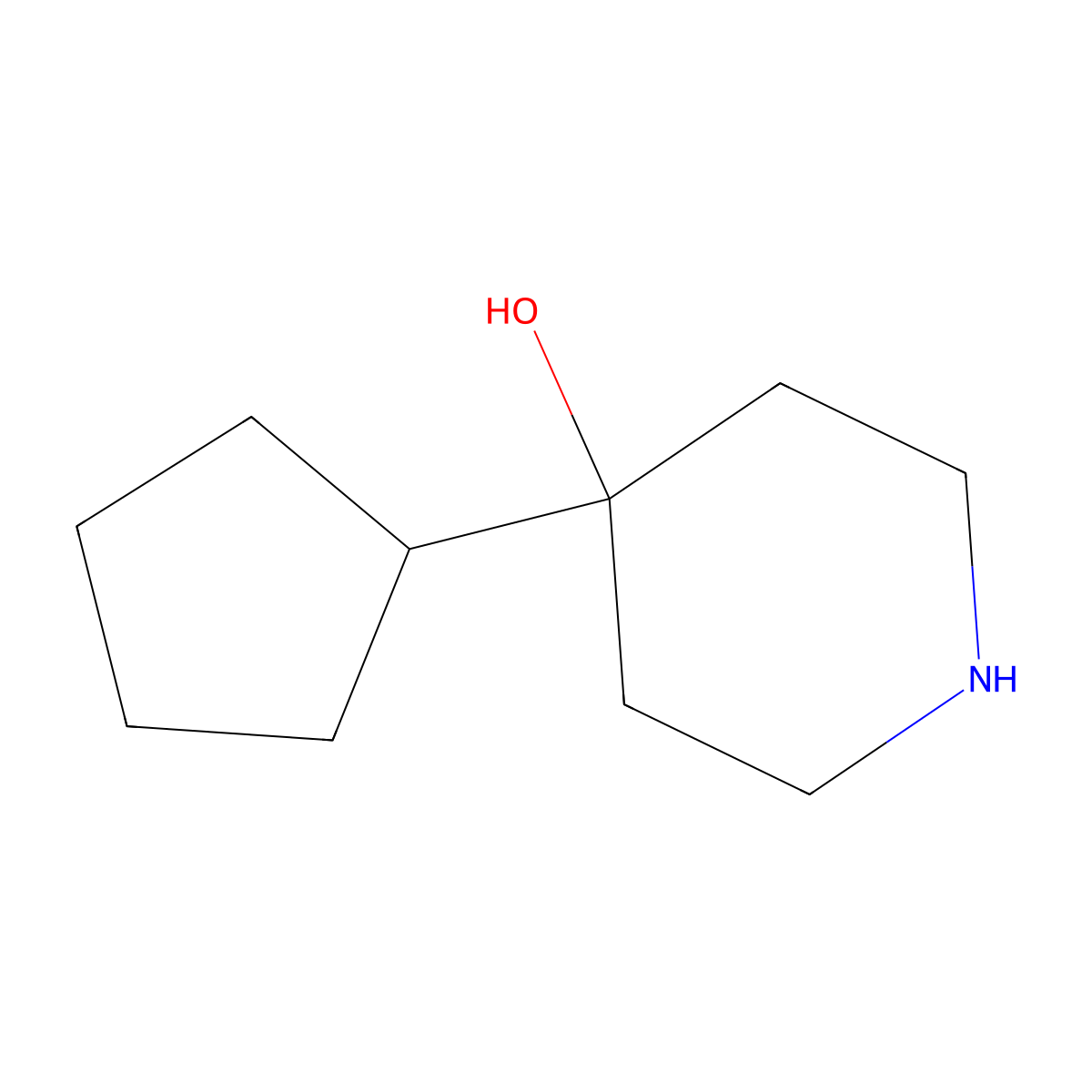 4-Cyclopentylpiperidin-4-ol molecular structure, CAS 1340489-72-6