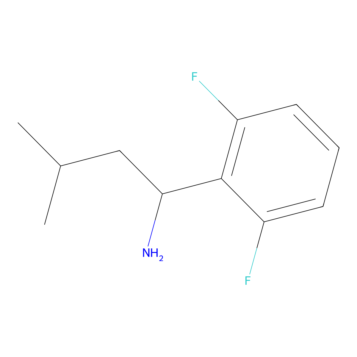 1-(2,6-Difluorophenyl)-3-methylbutan-1-amine molecular structure, CAS 1340489-97-5